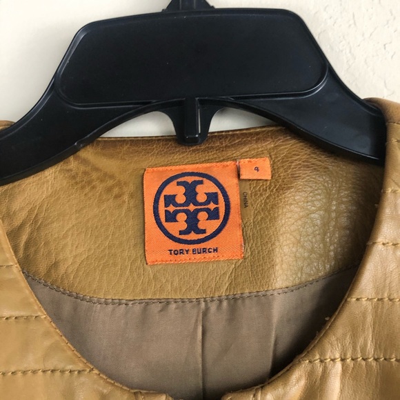 Tory Burch Camel Zip Accent Leather Jacket - Picture 2 of 9